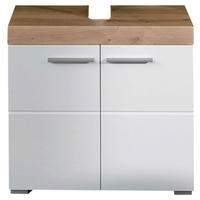 Waschbeckenunterschrank Amanda weiß Hochglanz Asteiche Nachbildung B/H/T: ca. 60x56x34 cm Amanda - weiß (60,00/56,00/34,00cm) - Trendteam