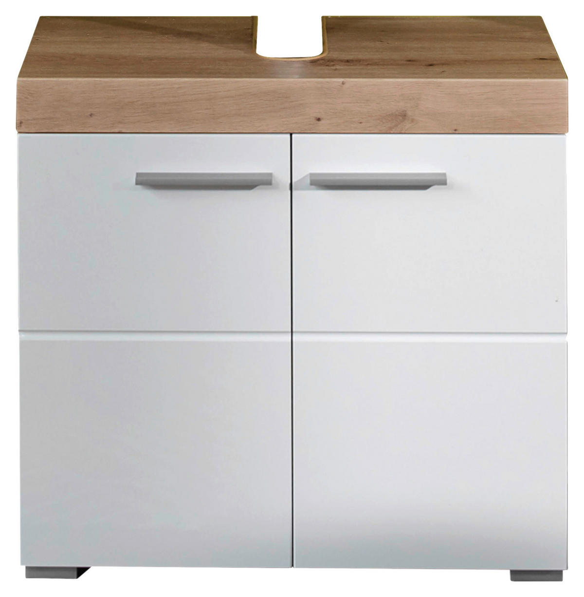 Waschbeckenunterschrank Amanda weiß Hochglanz Asteiche Nachbildung B/H/T: ca. 60x56x34 cm Amanda - weiß (60,00/56,00/34,00cm) - Trendteam