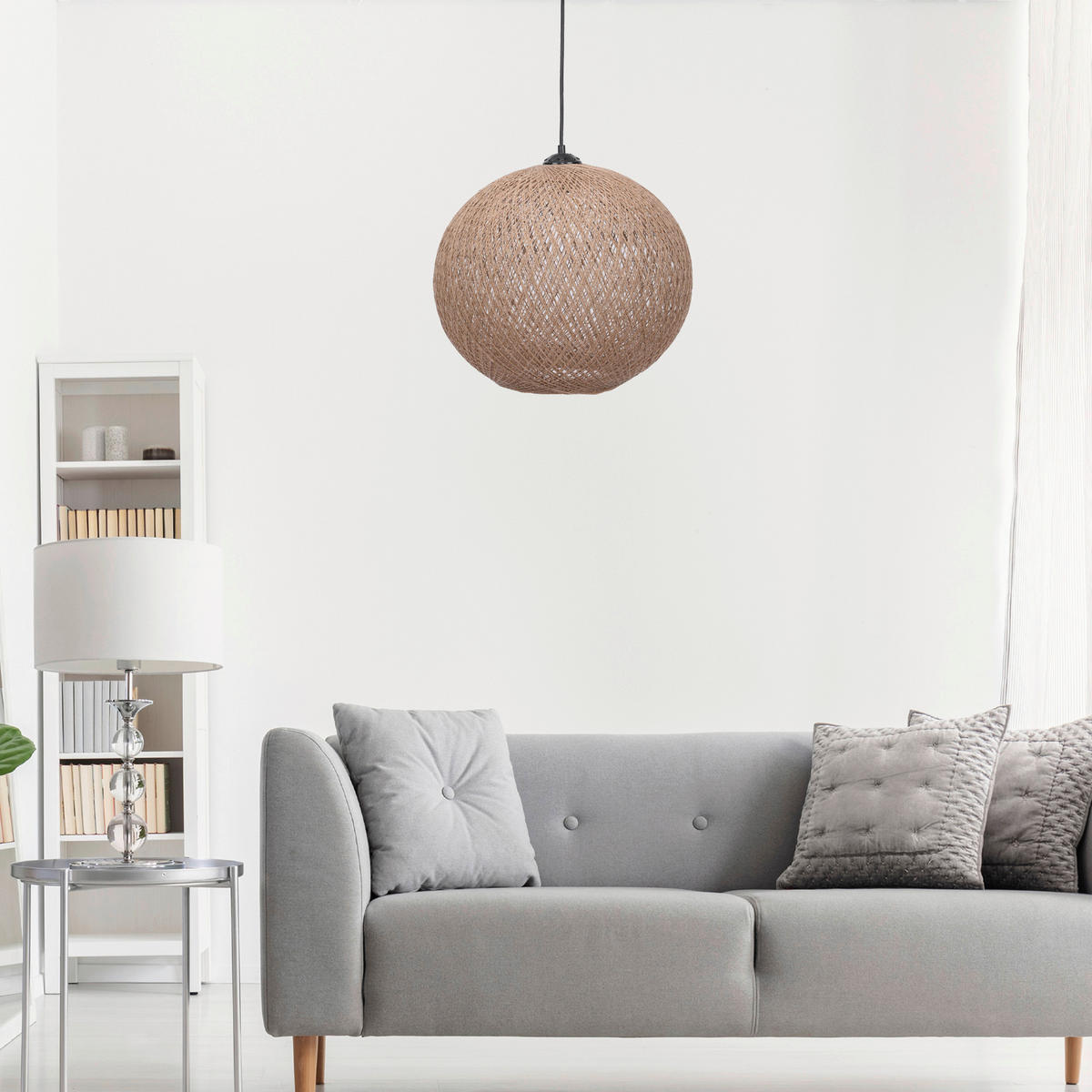 Opviq Pendelleuchte creme B/H/T/L/D: ca. 38x70x38x38x38 cm E27 1 Brennstellen Pendelleuchte_189 - creme (38,00/38,00/70,00cm) - Opviq