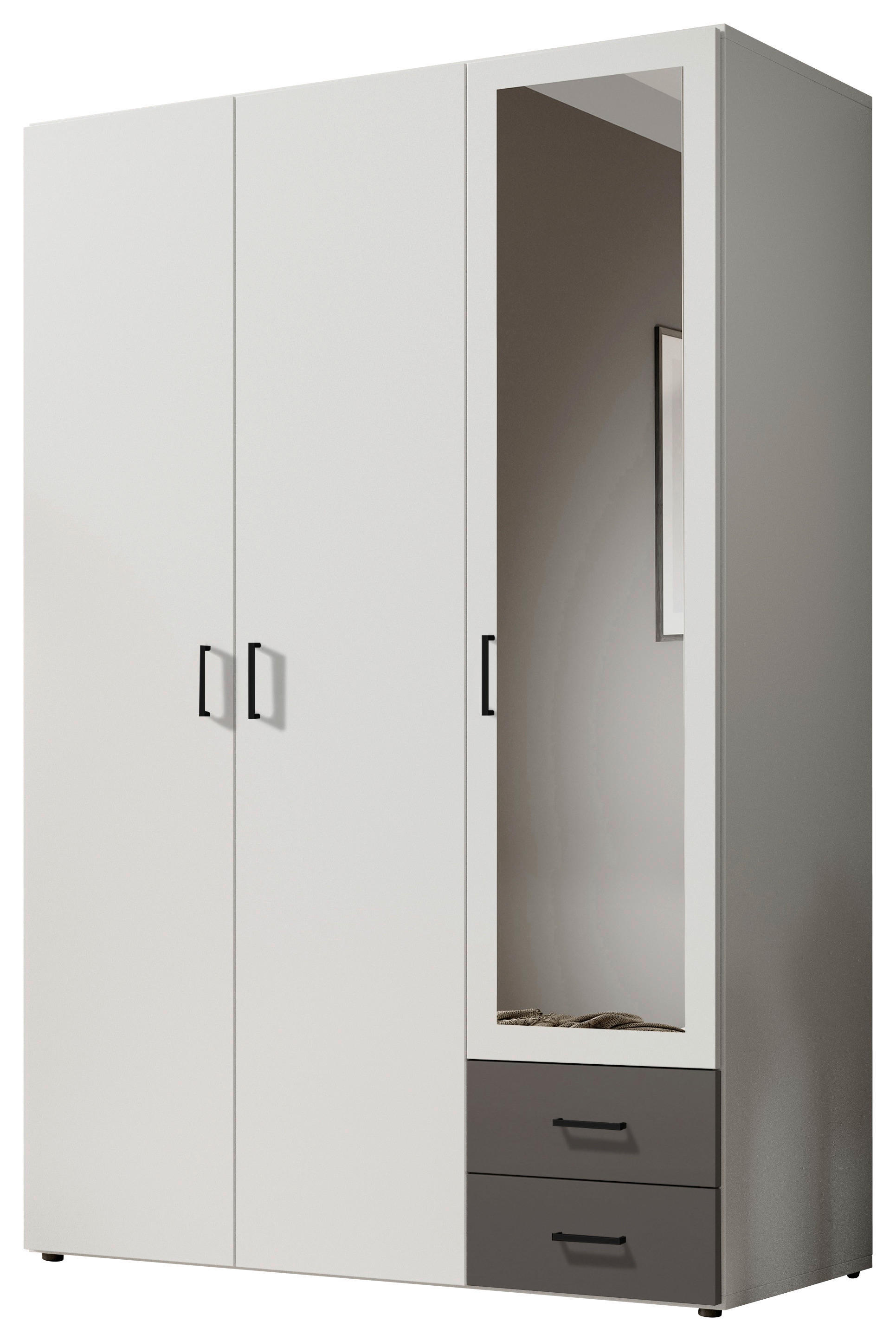 Kleiderschrank Base 3 weiß B/H/T: ca. 121x176x51 cm Base 3 - weiß/Graphit (121,00/176,00/51,00cm)