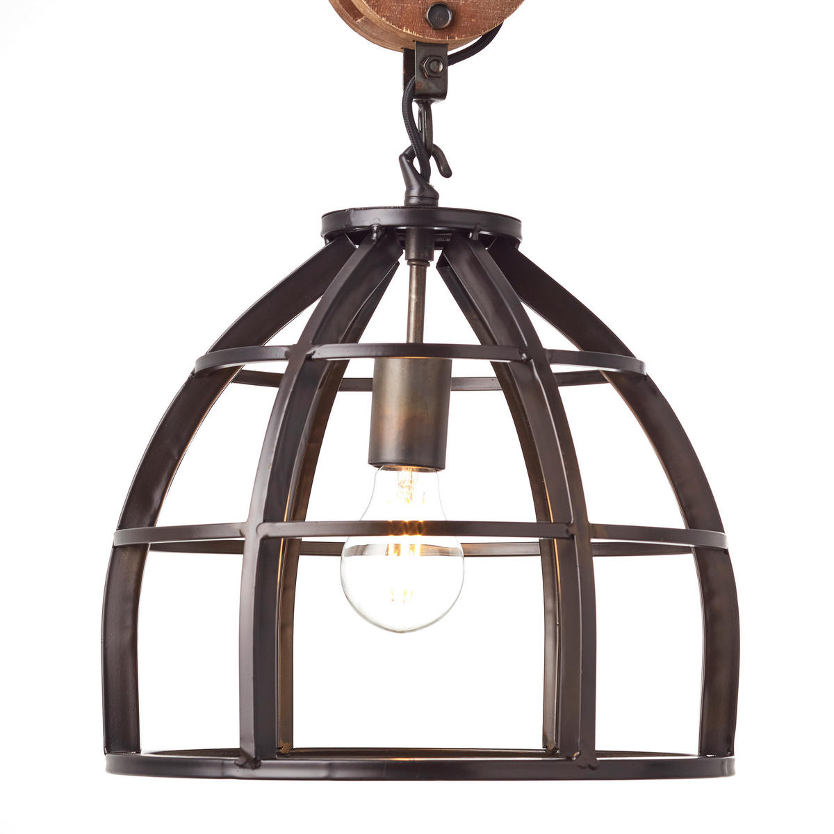 Brilliant Pendelleuchte Matrix 2 HK17186S76 schwarz Metall Holz H/D: ca. 147x34 cm E27 1 Brennstellen Matrix 2 - schwarz (34,00/147,00cm) - Brilliant