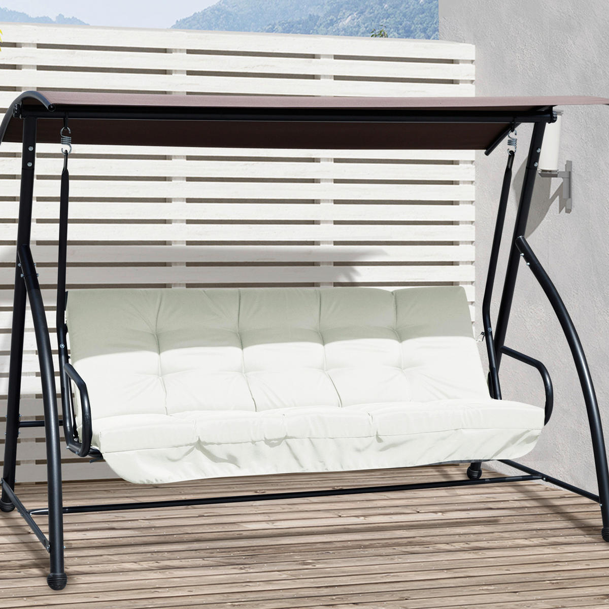Outsunny Sitzkissen beige Polyester B/H/L: ca. 100x8x170 cm Sitzkissen - beige (170,00/100,00/8,00cm) - Outsunny