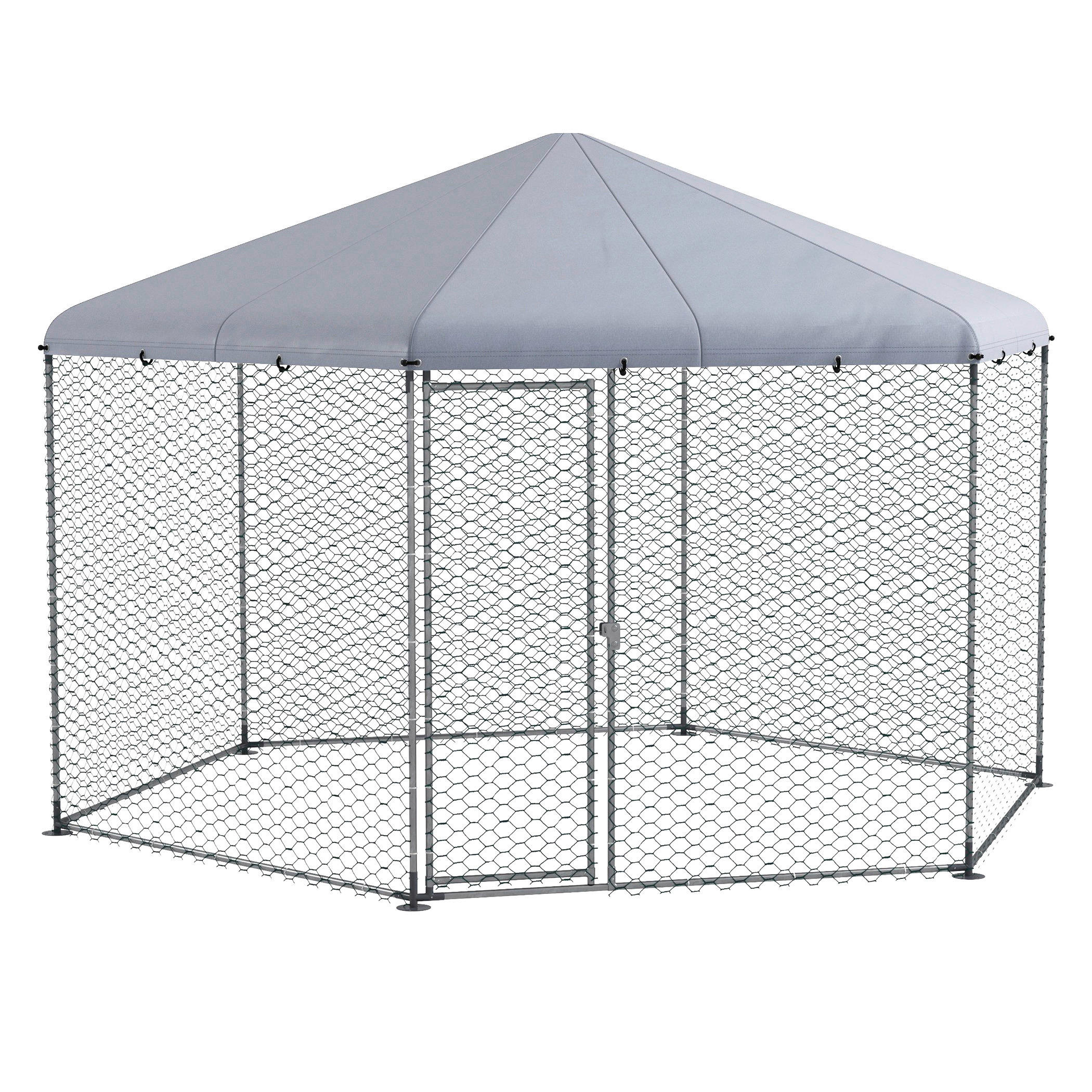 PawHut Hühnerstall silber Polyester B/H/L: ca. 346x263x400 cm Hühnerstall - silber (400,00/346,00/263,00cm) - PawHut