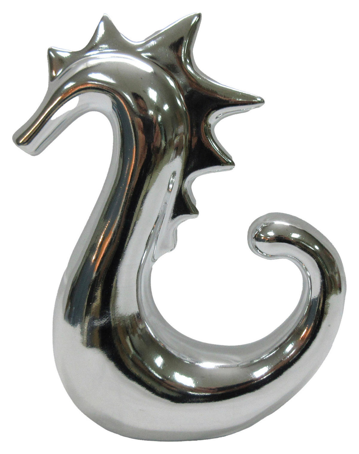 POCOline Dekorationsartikel silber Steingut B/H/L: ca. 13,5x5x18 cm Deko-Seepferdchen - silber (18,00/13,50/5,00cm) - POCOline