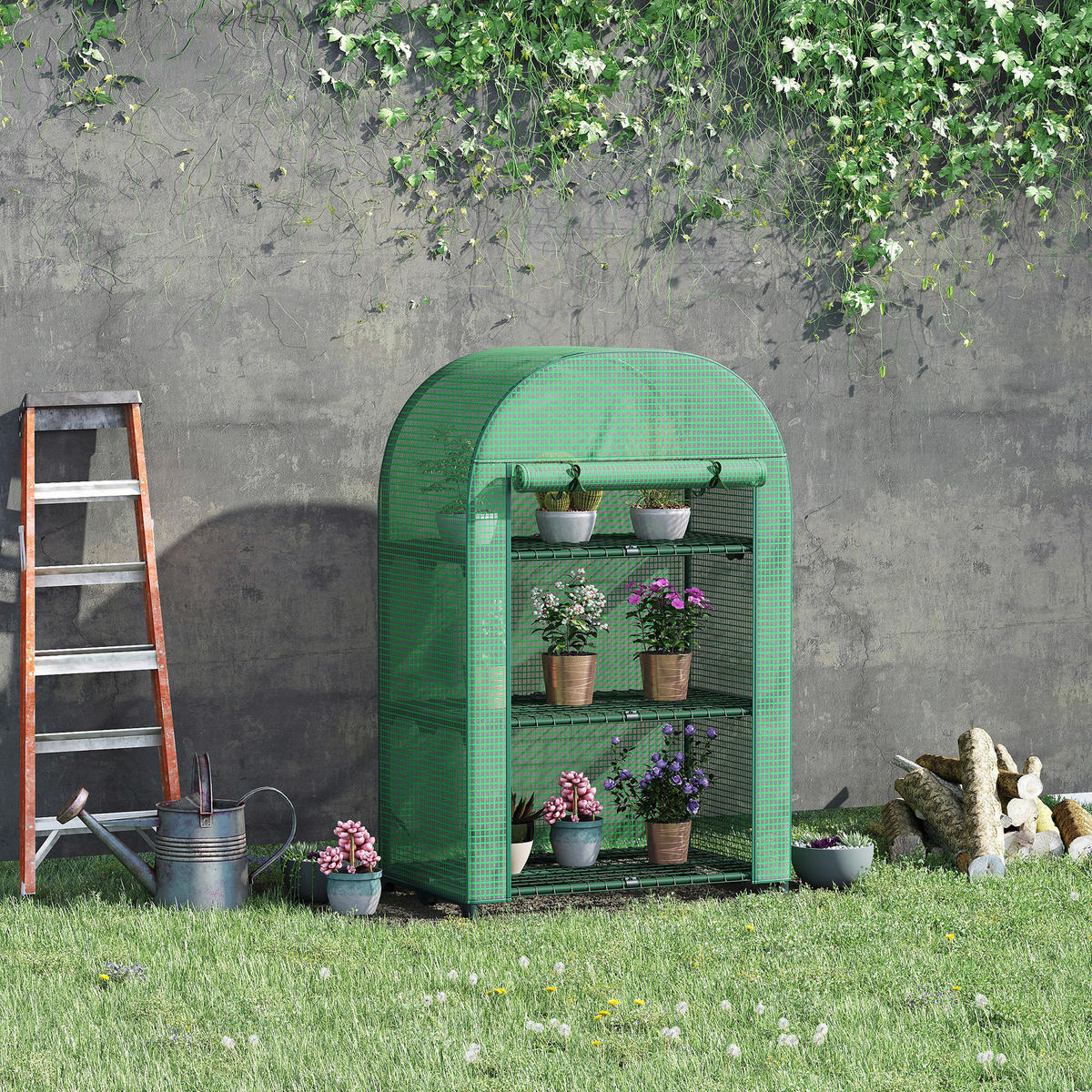 Outsunny Gewächshaus B/H/L: ca. 49x120x80 cm Gewächshaus - grün (80,00/49,00/120,00cm) - Outsunny