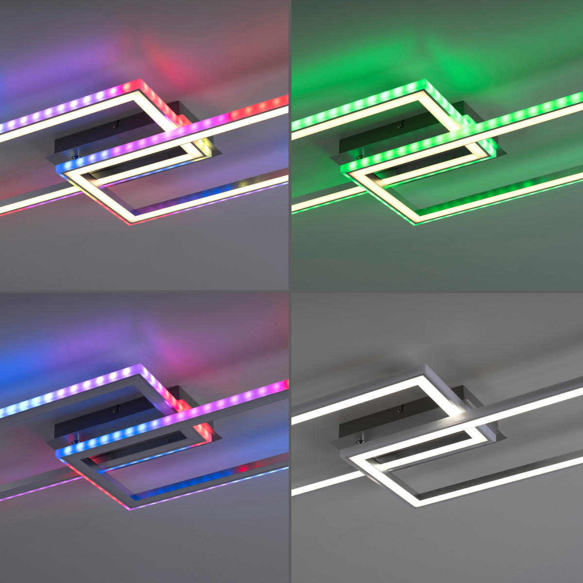 Just Light LED-Deckenleuchte FELIX60 14635-55 stahlfarbig weiß Kunststoff Stahl B/H/T: ca. 121x6,4x72 cm 2 Brennstellen FELIX60 - weiß/stahlfarbig (121,00/6,40/72,00cm) - Just Light