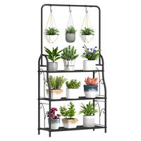 Outsunny Pflanzenständer schwarz Metall B/H/L: ca. 25x137x75 cm Pflanzenständer - schwarz (75,00/25,00/137,00cm) - Outsunny