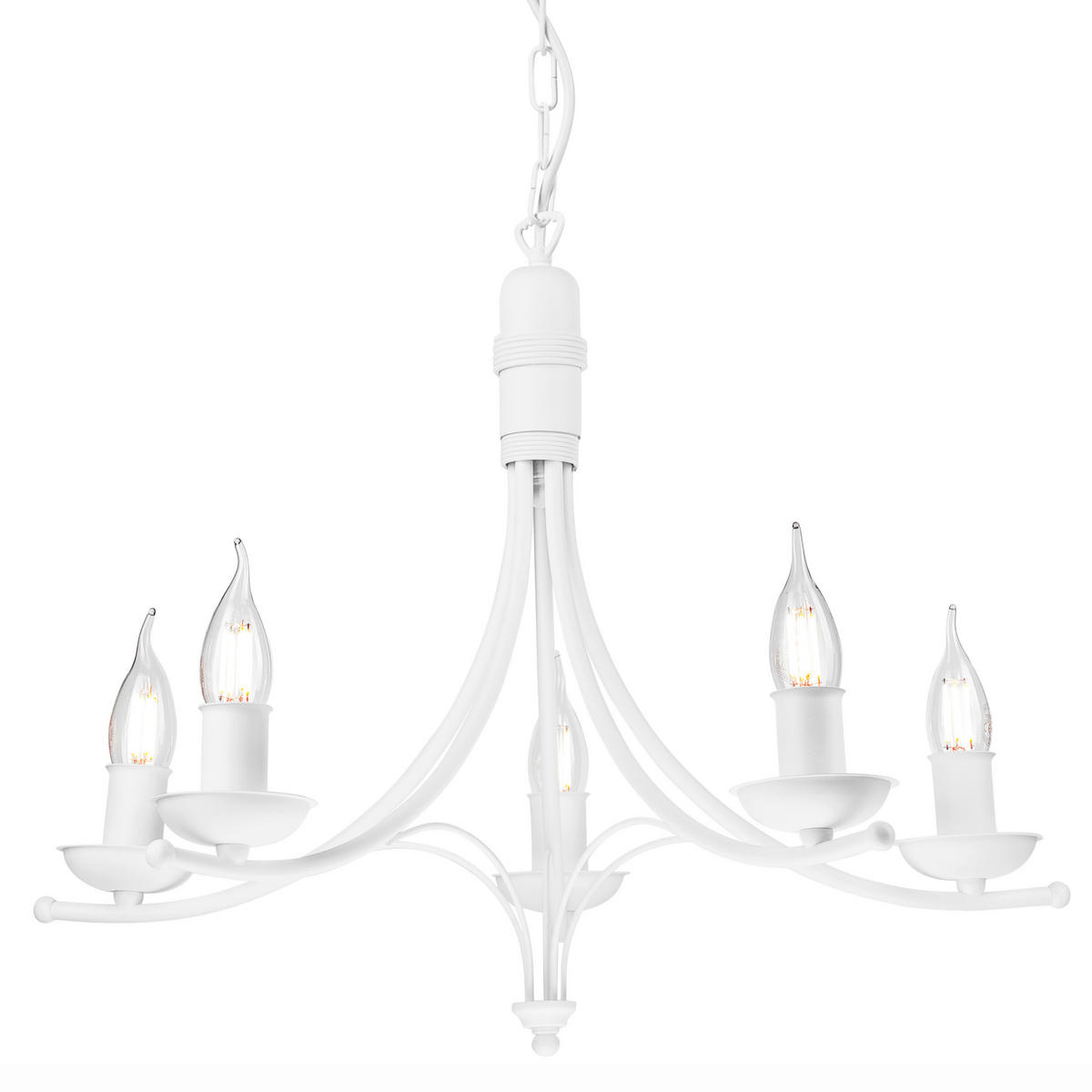 Lamkur Pendelleuchte LUCY 44163 weiß Stahl H/L: ca. 100x58 cm E14 5 Brennstellen Lucy - weiß (58,00cm) - Lamkur