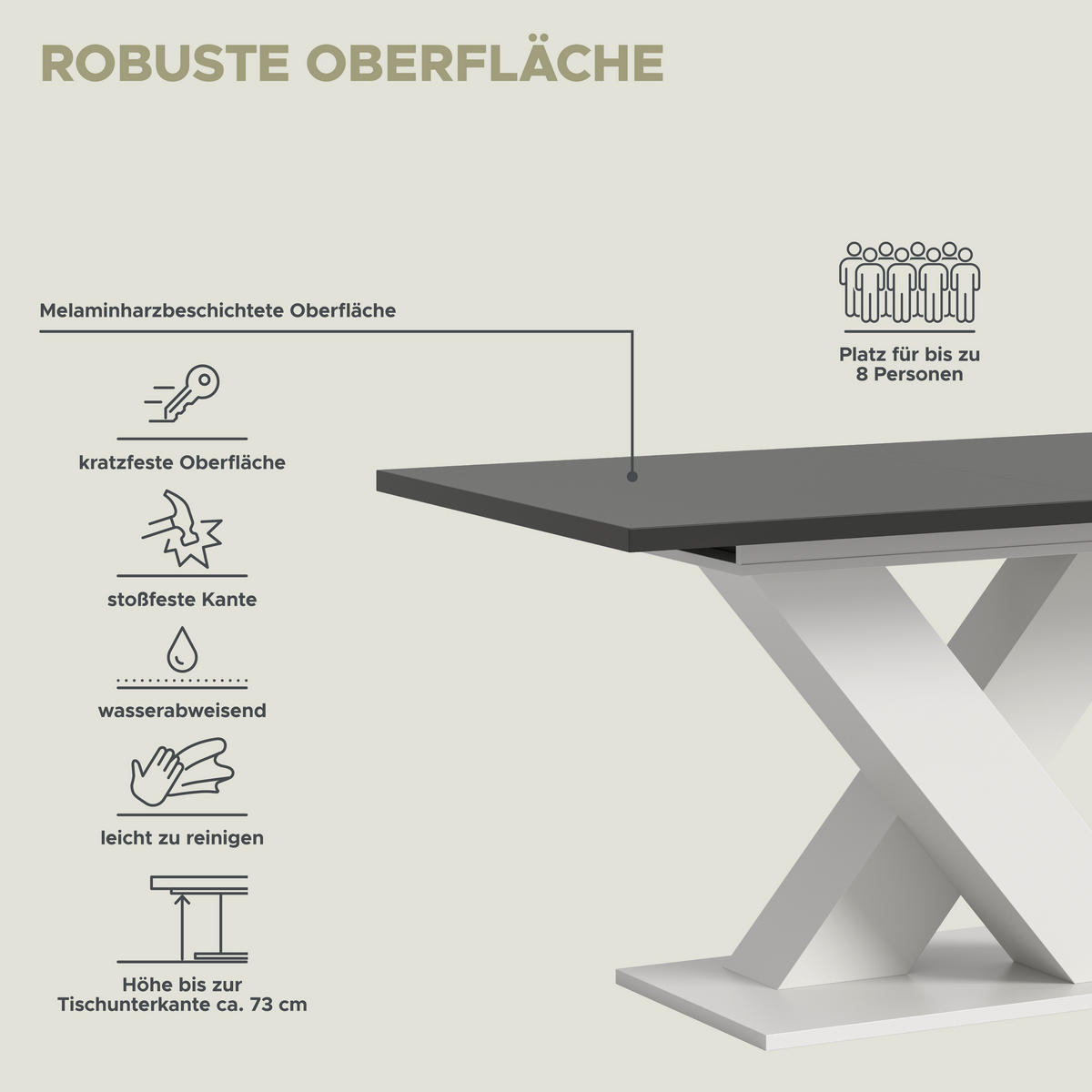 Esstisch MOTION grau B/H/T: ca. 150x76x90 cm MOTION - grau (150,00/76,00/90,00cm) - xonox.home