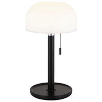 GLOBO LED-Tischleuchte NORMAN 21016S Opal weiß mattschwarz Bambus Kunststoff H/D: ca. 28x15 cm 1 Brennstellen NORMAN - weiß/Opal (15,00/28,00cm) - GLOBO