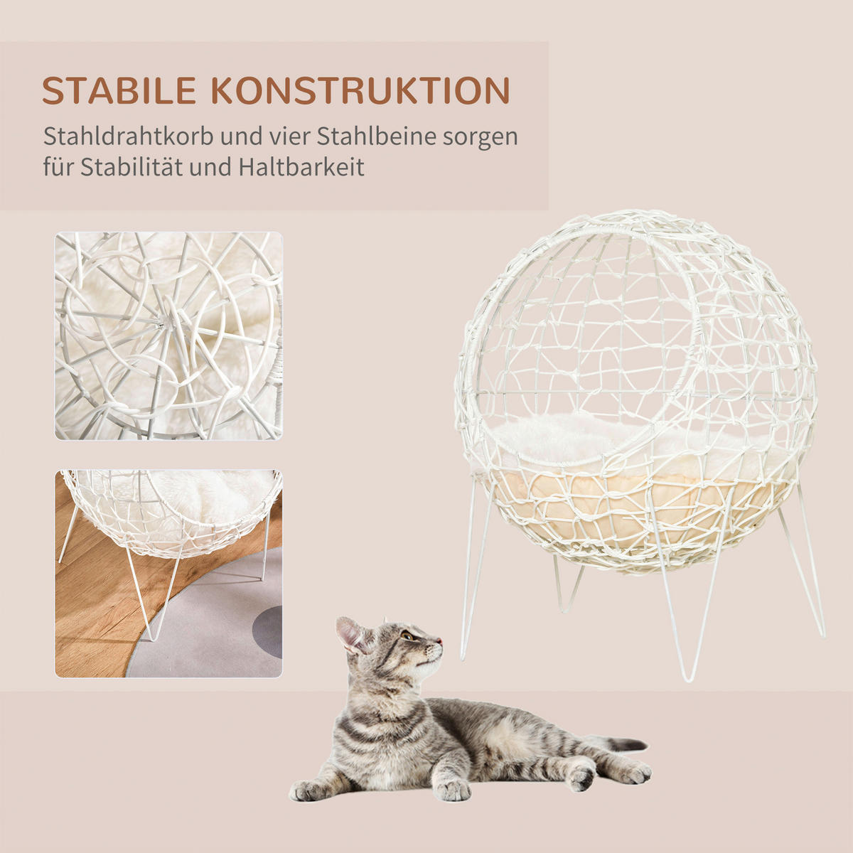 PawHut Katzenhaus weiß Kunststoff B/H/L: ca. 45x57x45 cm Katzenhaus - weiß (45,00/45,00/57,00cm) - PawHut