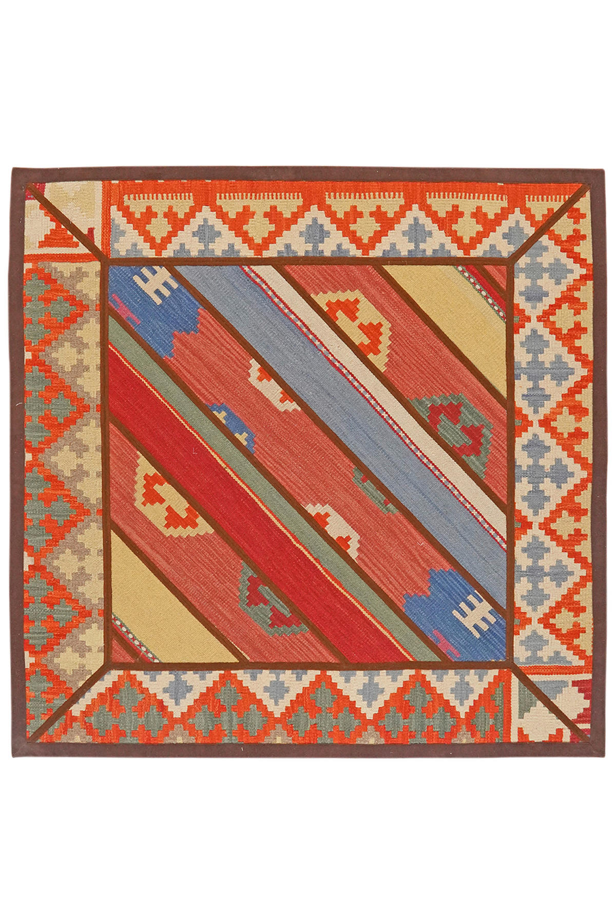 PersaTepp Teppich Kelim Tekkehdouz bunt B/H/L: ca. 120x1x120 cm Kelim Tekkehdouz - bunt (120,00/120,00/1,00cm) - PersaTepp