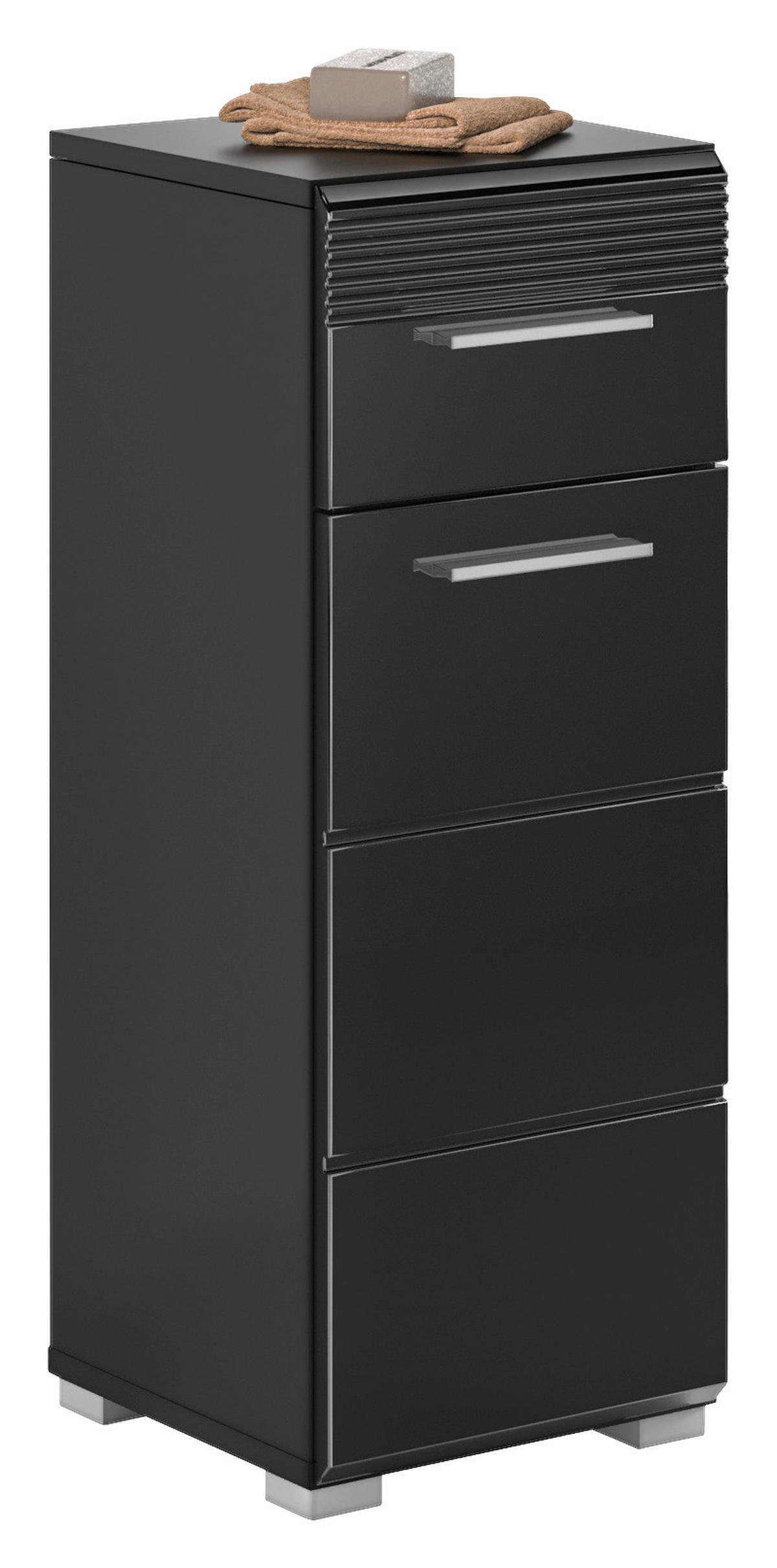 Badhochschrank LINUS schwarz schwarz Hochglanz B/H/T: ca. 30x80x31 cm LINUS - schwarz (30,00/80,00/31,00cm) - xonox.home