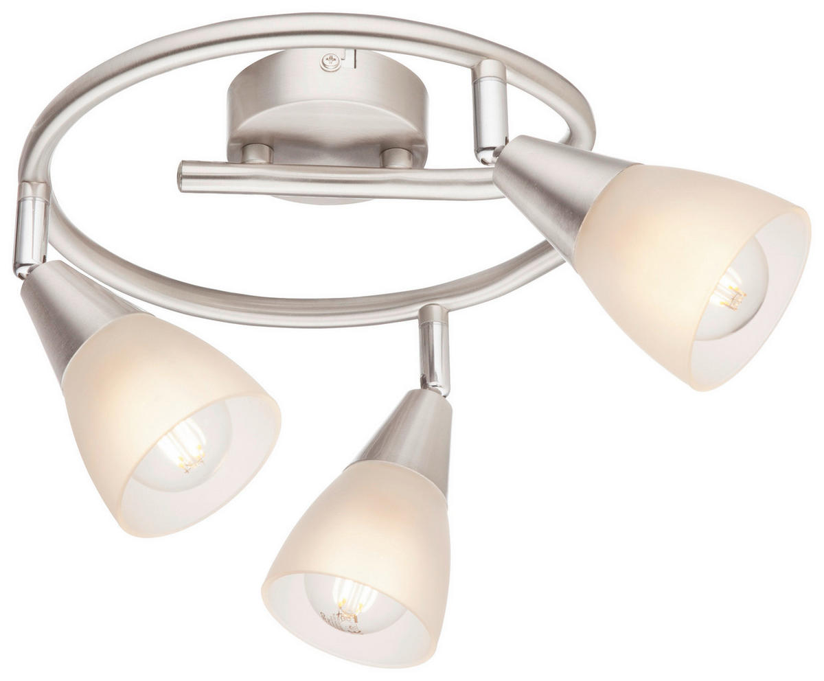 GLOBO Spotspirale Tadeus Chrom weiß Metall Glas H/D: ca. 15x25 cm 3 Brennstellen Tadeus - weiß/Chrom (25,00/15,00cm) - GLOBO