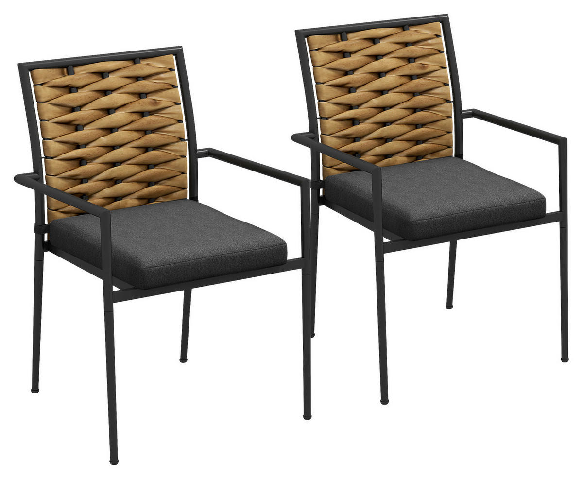 Outsunny Gartenstuhl schwarz Edelstahl B/H/L: ca. 58x57x87 cm Gartenstühle - schwarz (87,00/58,00/57,00cm) - Outsunny