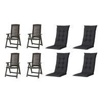 JARDIN,MADISON Klappsessel Set + Auflagen Aruba schwarz Kunststoff B/H/L: ca. 72x110x61 cm Aruba - schwarz/Graphit (61,00/72,00/110,00cm) - JARDIN,MADISON