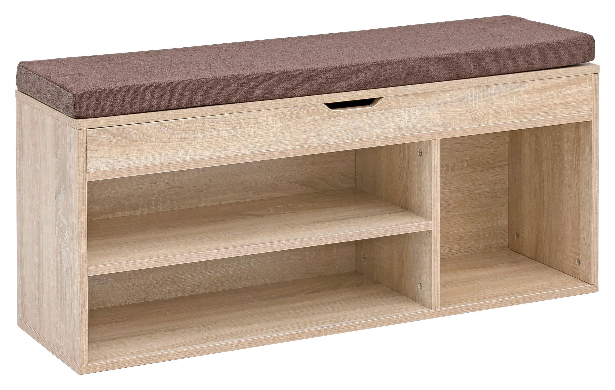 Schuhbank Eiche Sonoma Nachbildung braun B/H/T: ca. 104x51x32 cm Schuhbank - braun/Eiche (104,00/51,00/32,00cm) - Wohnling