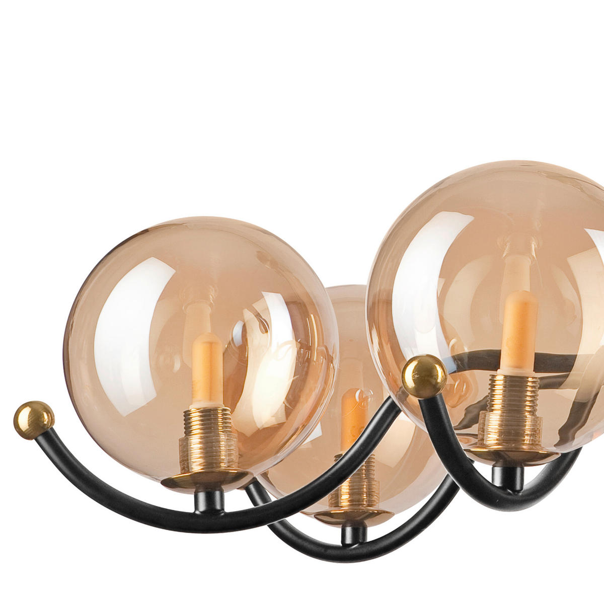 Lamkur Pendelleuchte GEORGIA 49298 gold schwarz Stahl Glas H/L: ca. 48,5x66 cm E27 7 Brennstellen Georgia - gold/schwarz (66,00cm) - Lamkur