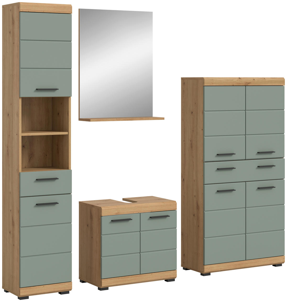 Badezimmer-Set Scout Eiche Artisan Nachbildung salbei Nachbildung B/H/T: ca. 186x191x34 cm Scout - Eiche/salbei (186,00/191,00/34,00cm) - xonox.home