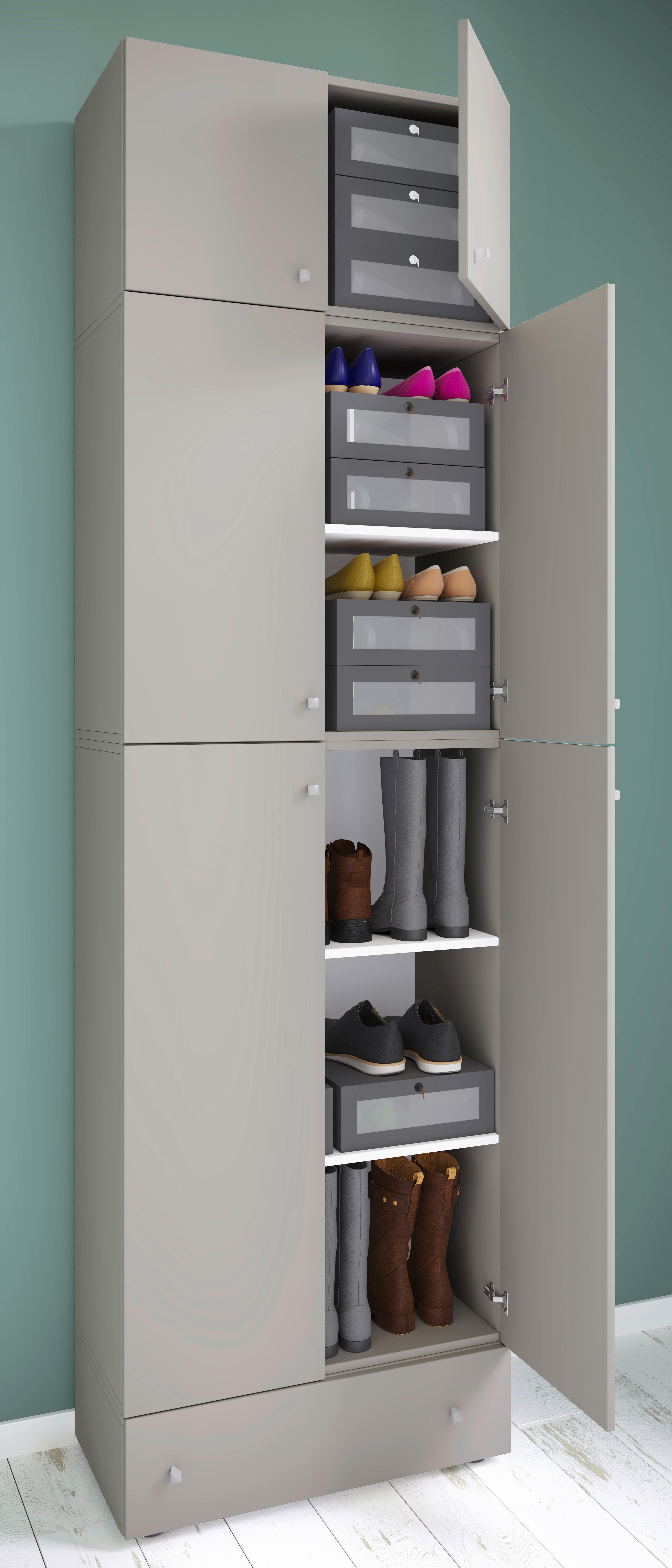 Schuhschrank Lona grau weiß B/H/T: ca. 70x240x39 cm Lona - weiß/grau (70,00/240,00/39,00cm) - VCM Möbel