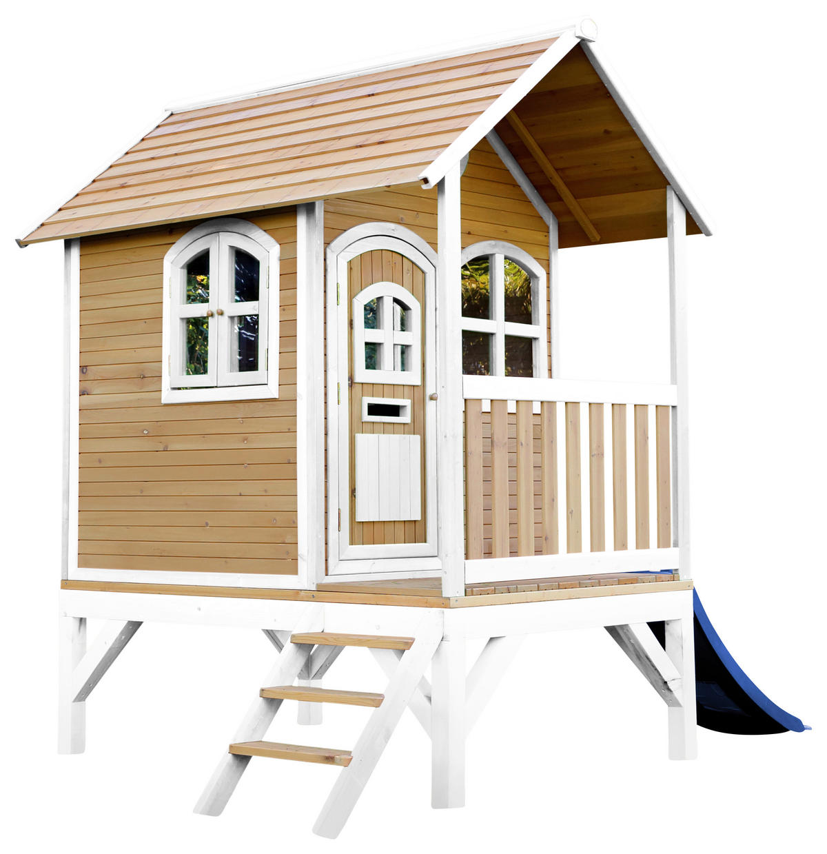 AXI Spielhaus Tom braun B/H/L: ca. 287x231x191 cm Tom - braun/blau (191,00/287,00/231,00cm) - AXI