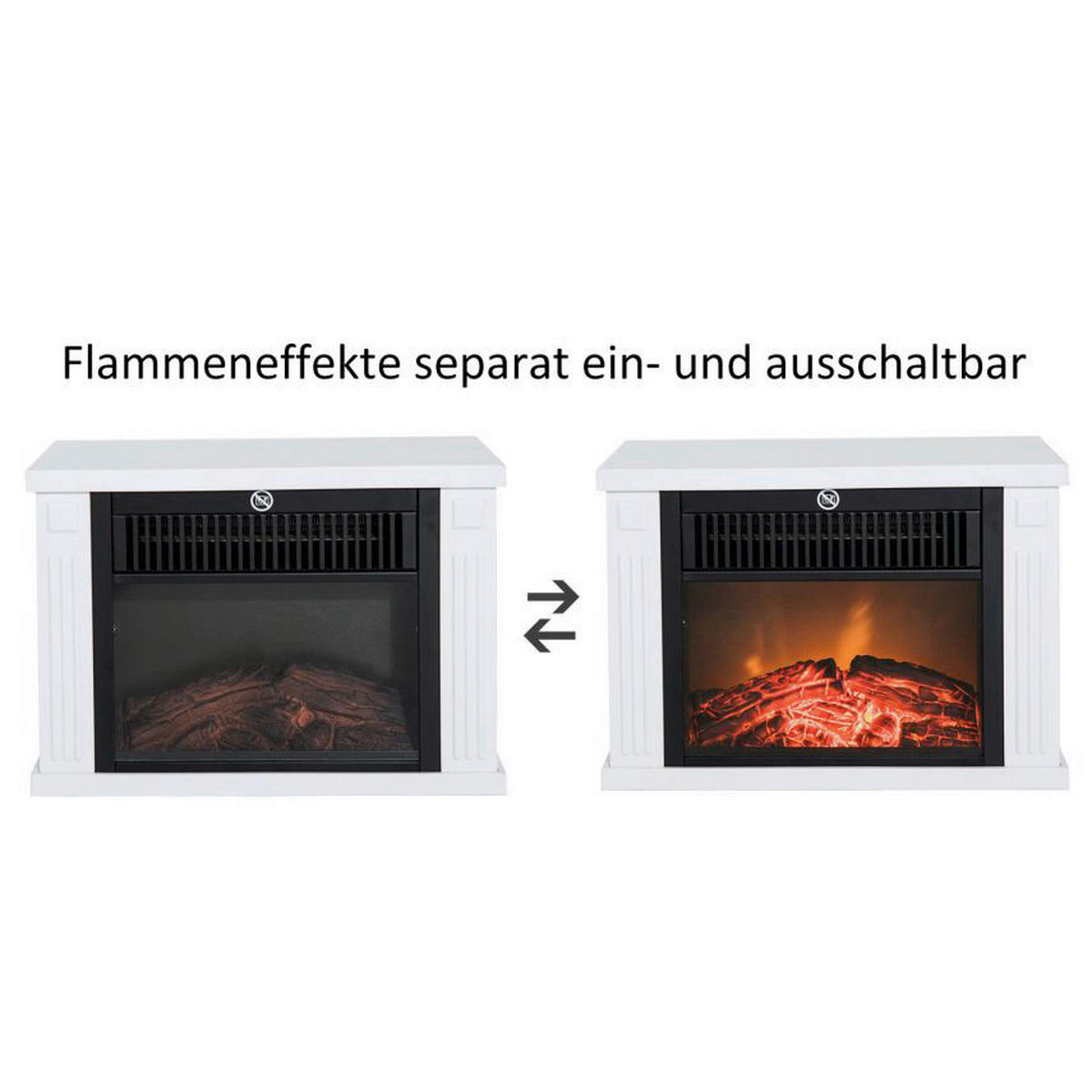 HOMCOM Elektrischer-Kamin 820-050WT weiß B/H/T: ca. 34x25x17 cm ca. 1200 W Elektrokamin 820-050WT - weiß (34,00/25,00/17,00cm) - HOMCOM