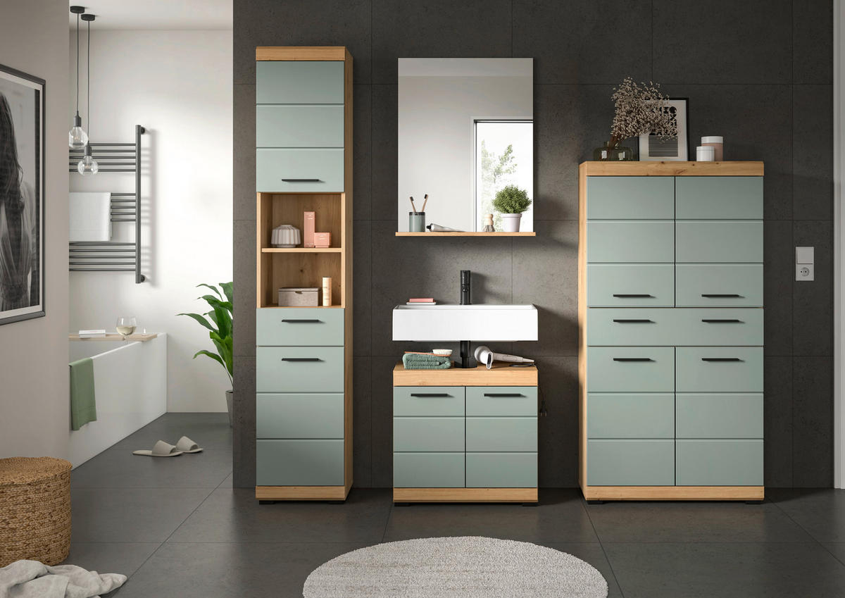 Badezimmer-Set Scout Eiche Artisan Nachbildung salbei Nachbildung B/H/T: ca. 186x191x34 cm Scout - Eiche/salbei (186,00/191,00/34,00cm) - xonox.home