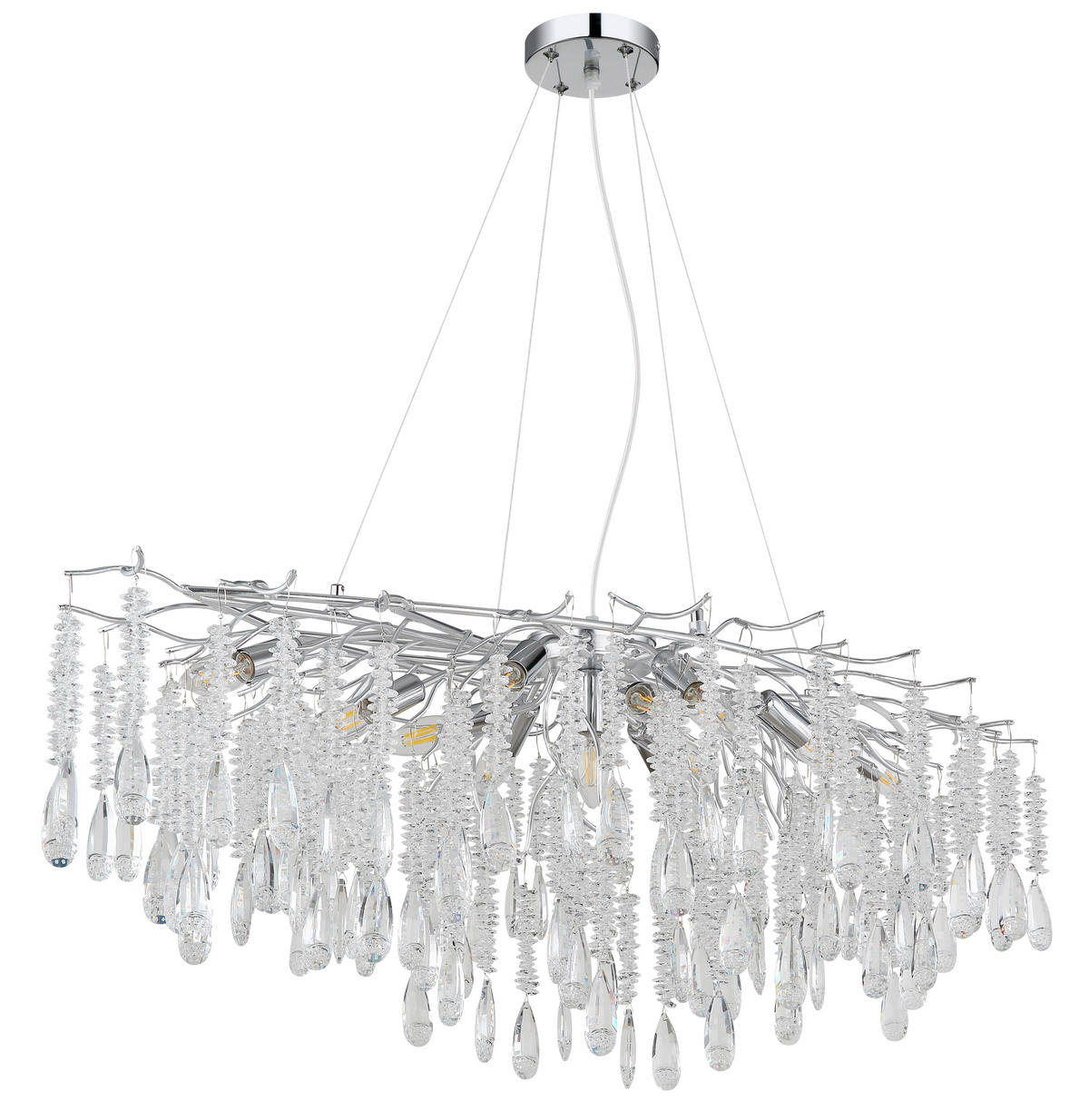 GLOBO Luster gold amber klar Metall Glas B/H/L: ca. 50x120x120 cm E14 12 Brennstellen Gloria - gold/klar (120,00/50,00/120,00cm) - GLOBO