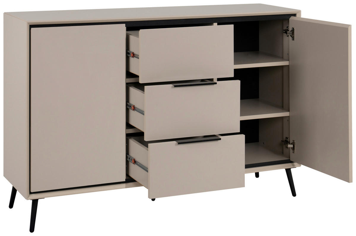 Kommode Arona sand schwarz B/H/T: ca. 135x90x38 cm Arona - sand/schwarz (135,00/90,00/38,00cm)