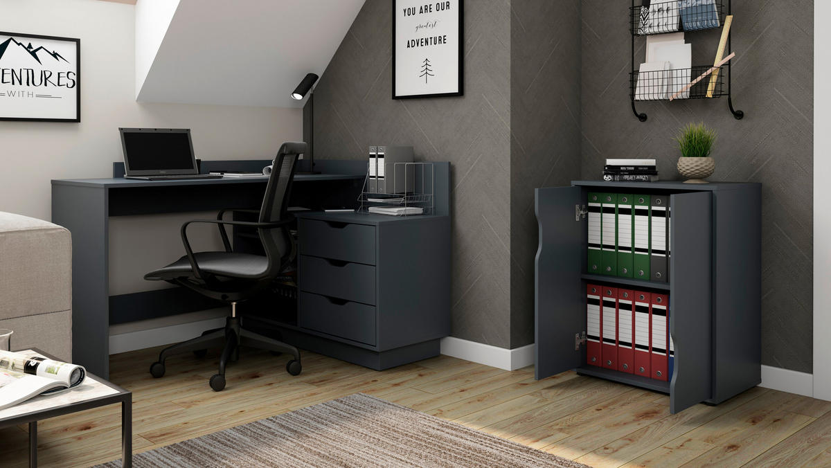 Aktenschrank BELFAST anthrazit B/H/T: ca. 60x76,5x37 cm BELFAST - anthrazit (60,00/76,50/37,00cm) - byLIVING