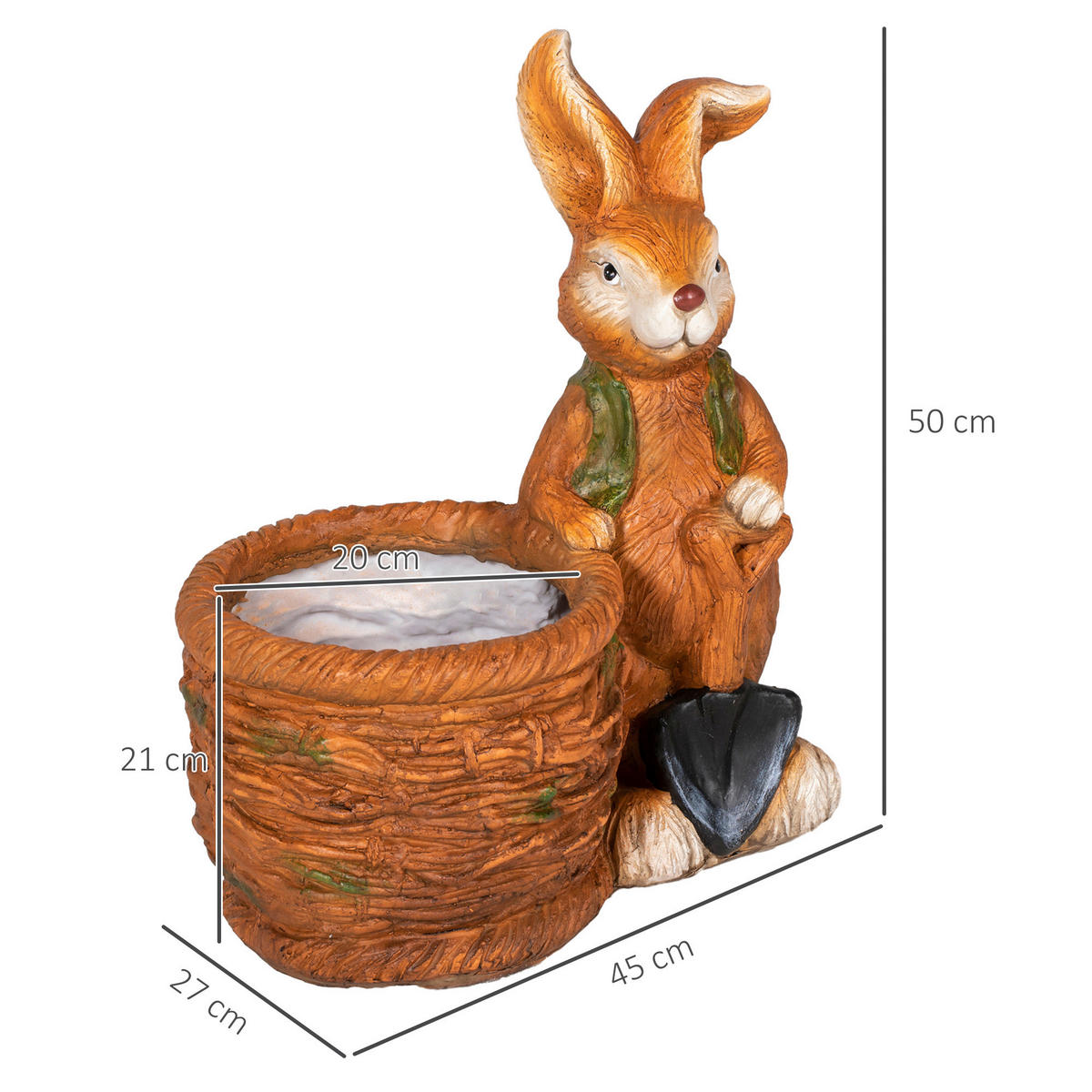 Outsunny Blumentopf braun Metall B/H/L: ca. 27x50x45 cm Blumentopf - braun (45,00/27,00/50,00cm) - Outsunny