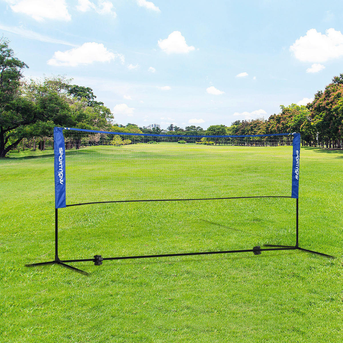SPORTNOW Outdoor-Aktivitäten blau Edelstahl B/H/L: ca. 103x310x155 cm Badmintonnetz - blau (155,00/103,00/310,00cm) - SPORTNOW