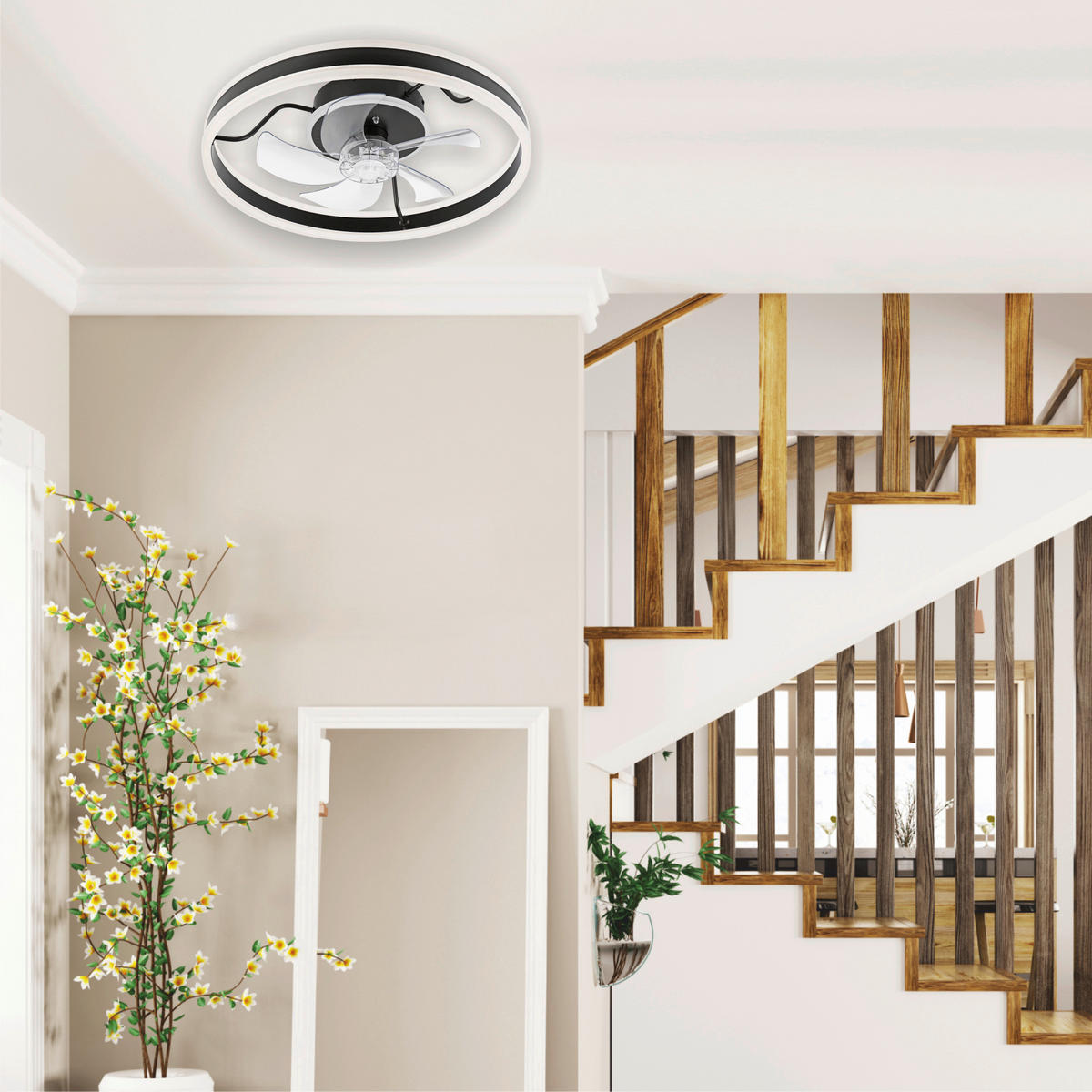 Lamkur LED-Deckenventilator FALCO 49915 schwarz H/L: ca. 17x50 cm max. 40 W Falco - schwarz (50,00cm) - Lamkur