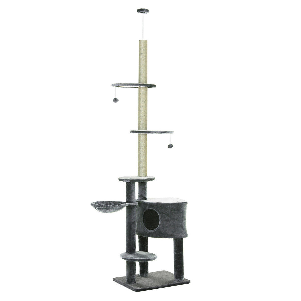 PawHut Kratzbaum grau Polypropylen B/H/L: ca. 45x55x265 cm Kratzbaum - grau (265,00/45,00/55,00cm) - PawHut
