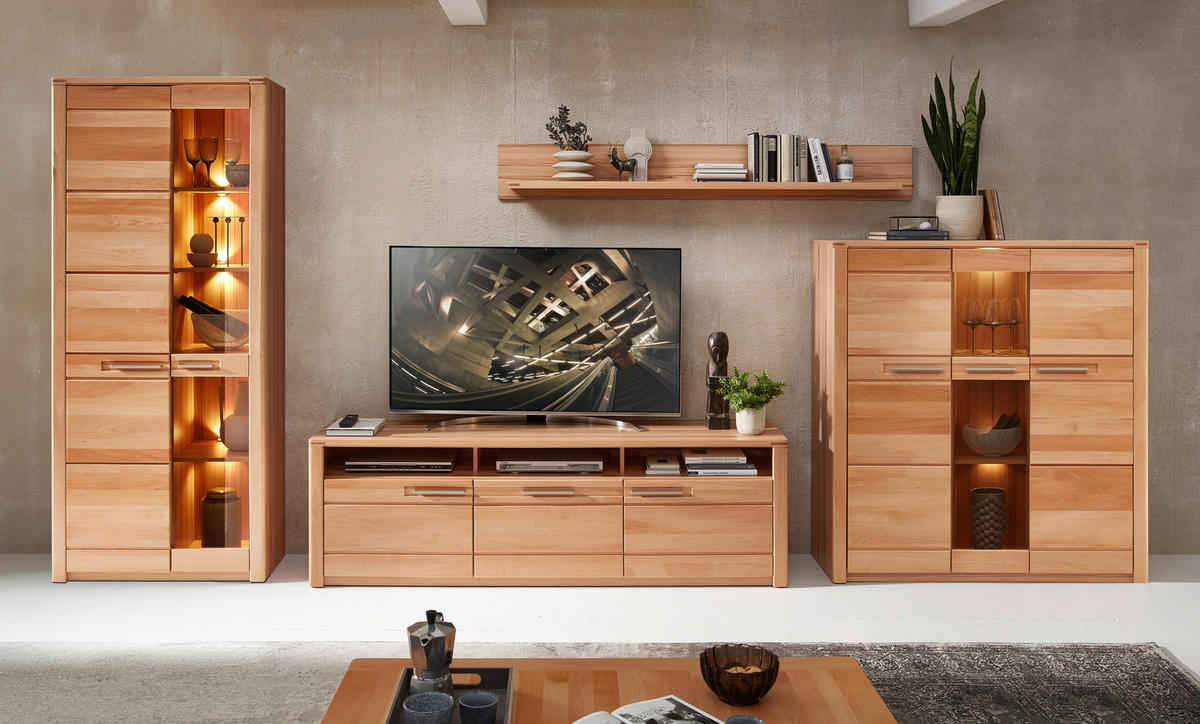 Highboard Nature One buche Nachbildung buche B/H/T: ca. 127x137x40 cm Nature One - buche (127,00/137,00/40,00cm)
