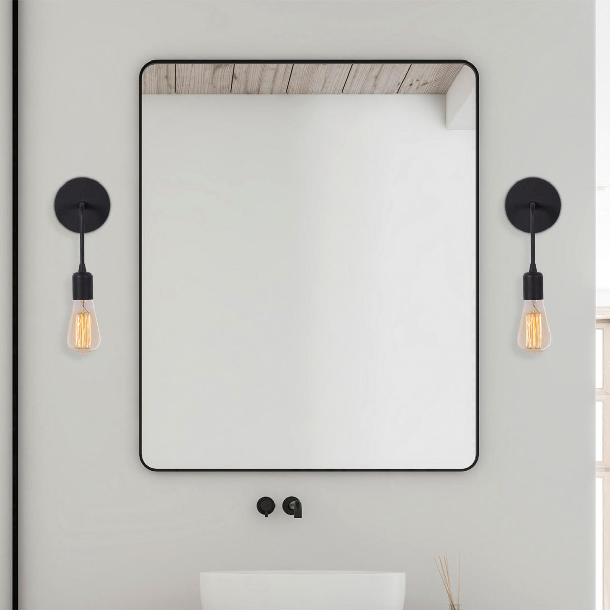 Opviq Wandleuchte schwarz Eisen B/H/L: ca. 12x27x6 cm E27 1 Brennstellen Dartini - schwarz (6,00/12,00/27,00cm) - Opviq