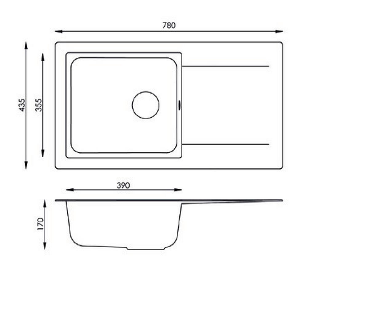 Respekta Einbauspüle Denver 78 x 44 W weiß Mineralite B/H/T: ca. 78x17x43,5 cm Denver 78 x 44 W - weiß (78,00/17,00/43,50cm) - Respekta