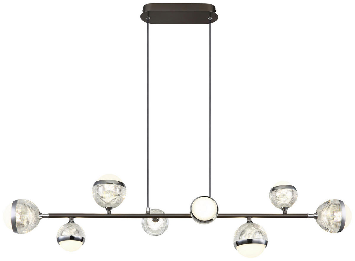 GLOBO LED-Pendelleuchte transparent Chrom titanfarbig Acryl Aluminium Metall B/H/T: ca. 24x120x109 cm UNTSY - titanfarbig/Chrom (24,00/120,00/109,00cm) - GLOBO