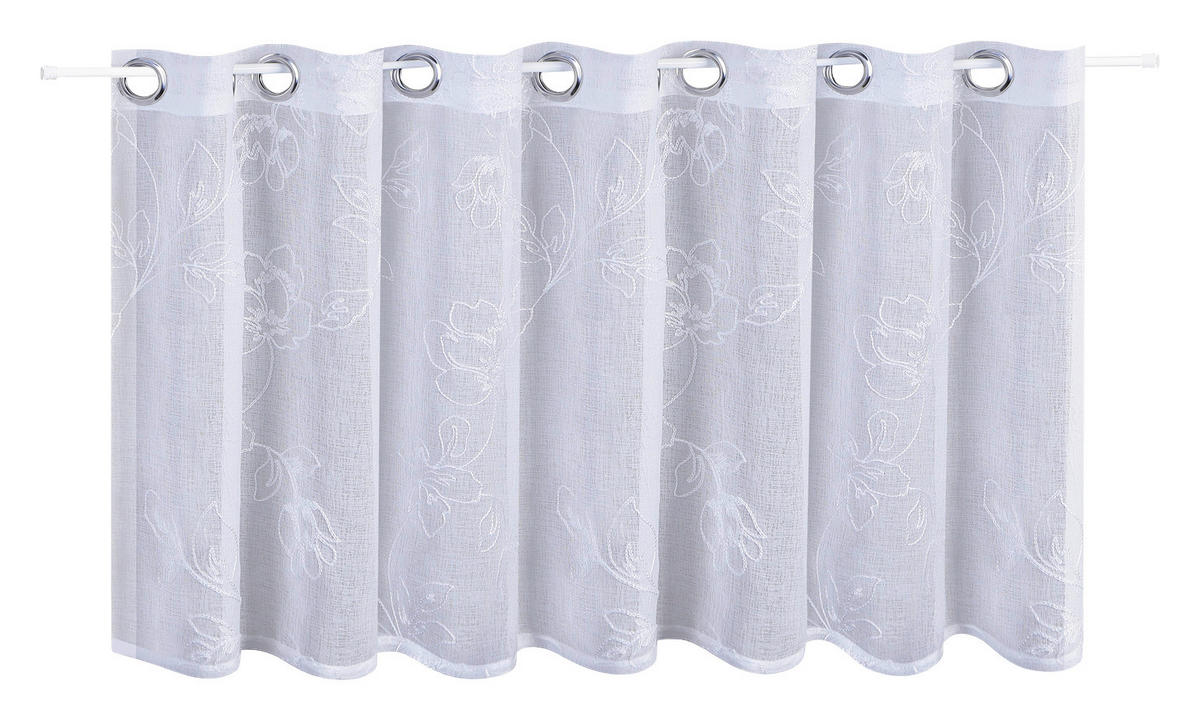Scheibengardine Blumen weiß B/L: ca. 150x50 cm Blumen - weiß (150,00/50,00cm) - Happy Home