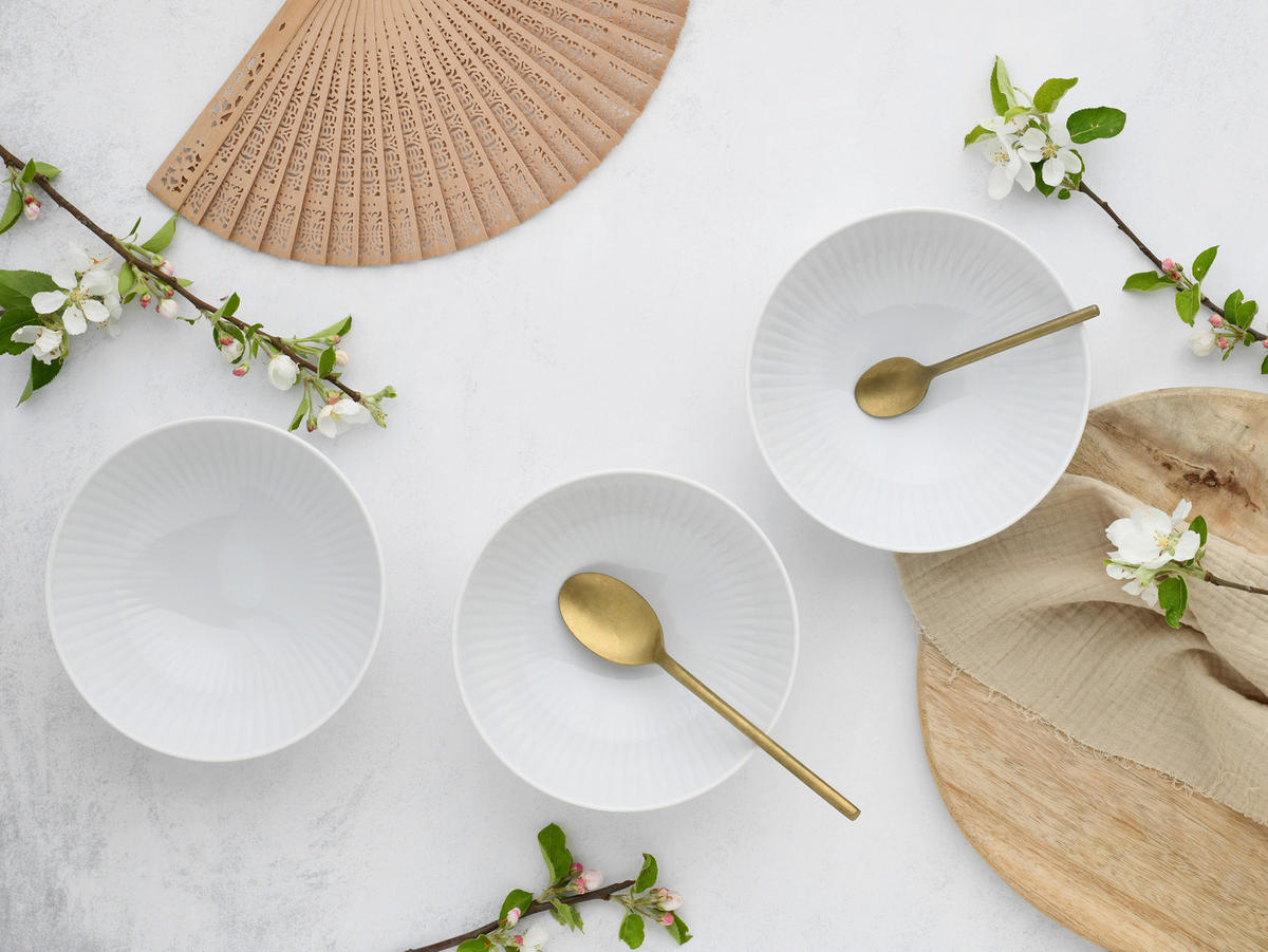 CreaTable Schüssel-Set Valencia weiß Porzellan Valencia - weiß - CreaTable