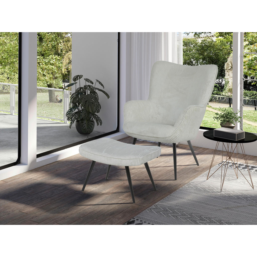 Thumbnail - byLIVING Hocker UTA weiß B/H/T: ca. 60x39x41 cm