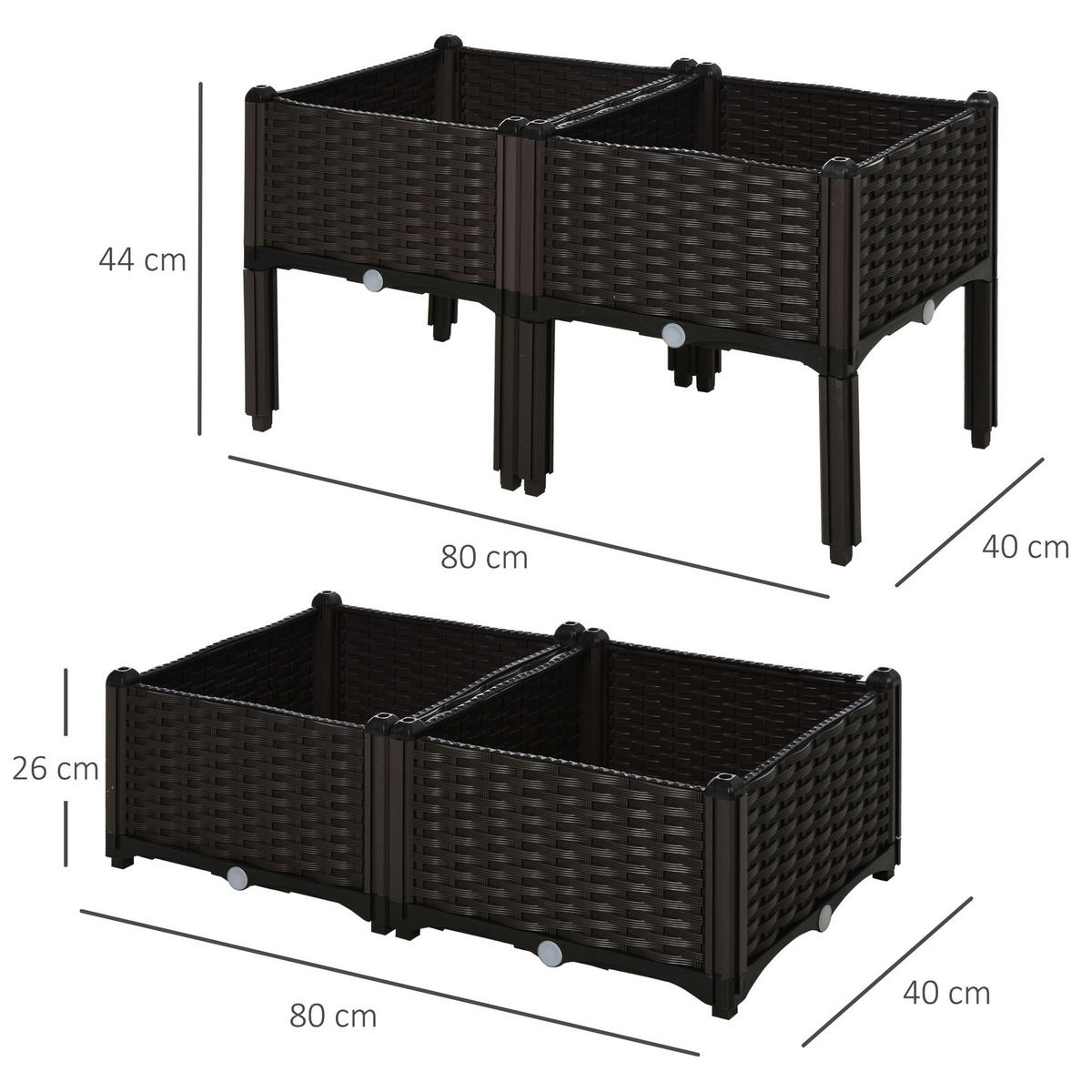 Outsunny Hochbeet B/T: ca. 80x40 cm 4-teiliges Hochbeet 845-290V02 - dunkelbraun (80,00/40,00cm) - Outsunny