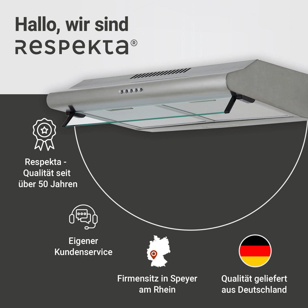 Respekta Dunstabzugshaube CH1259IXCN Edelstahl Edelstahl B/H/T: ca. 59,8x14x50 cm CH1259IXCN - Edelstahl (59,80/14,00/50,00cm) - Respekta