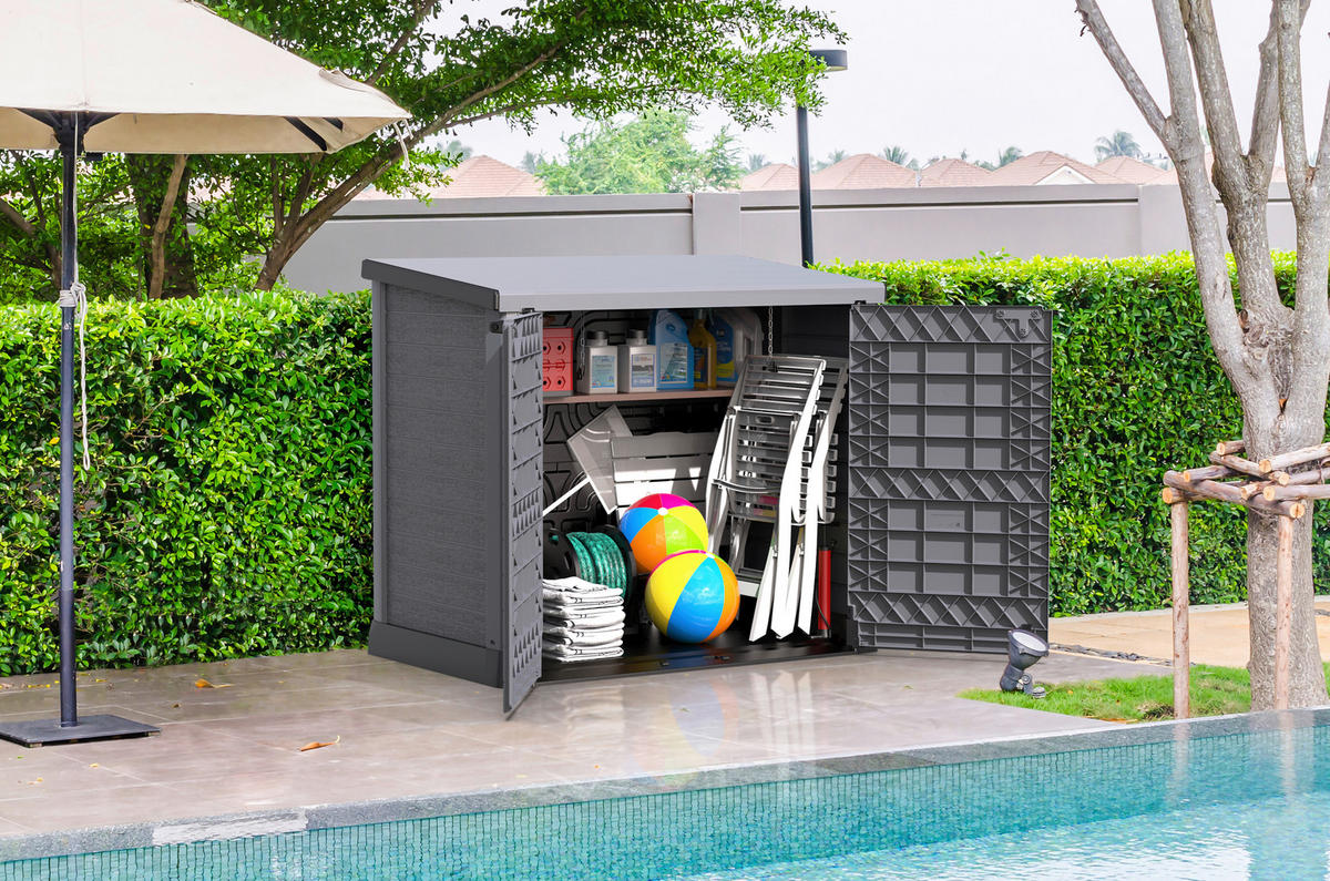 VCM Mülltonnenbox 2er StoreAway grau Kunststoff B/H/L: ca. 145x125x83 cm StoreAway - grau (83,00/145,00/125,00cm) - VCM