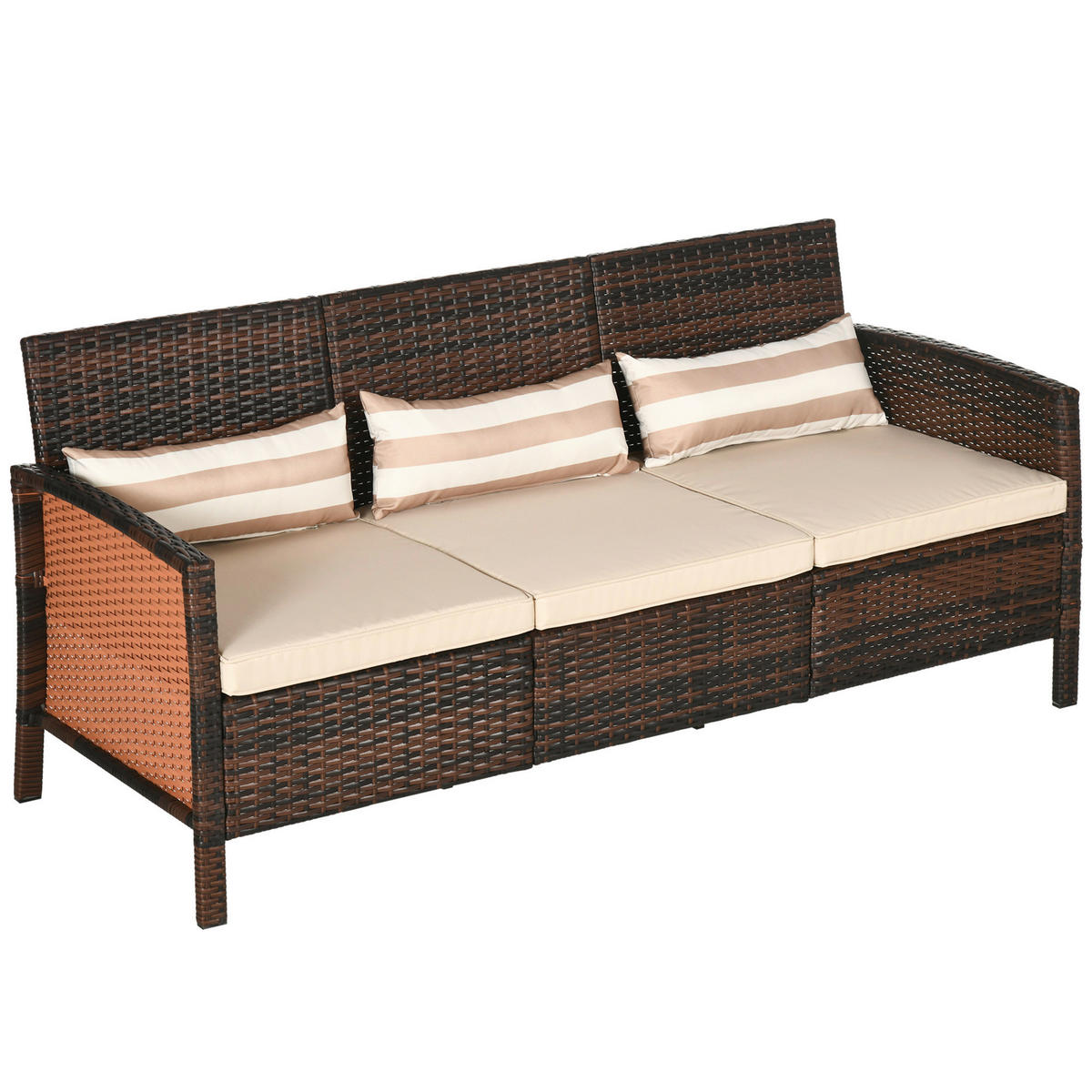Outsunny Gartensofa braun Stahl B/H/L: ca. 68x78x173 cm Gartensofa - braun (173,00/68,00/78,00cm) - Outsunny
