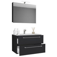 Waschplatz 3tlg-Badinos schwarz B/H/T: ca. 80x50x46 cm 3tlg-Badinos - schwarz (80,00/50,00/46,00cm) - VCM Möbel
