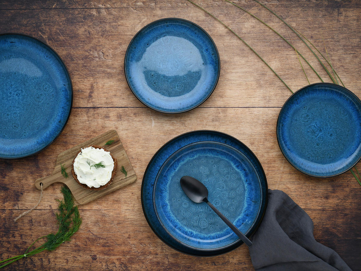 CreaTable Tafelservice Nordic Fjord Blue blau Steinzeug 18 tlg. Nordic Fjord Blue - blau - CreaTable