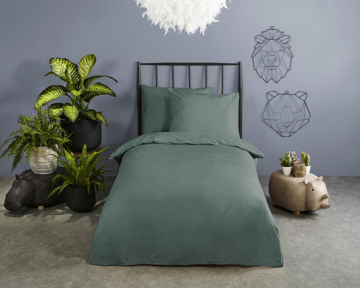 Bettwäsche olive Baumwolle B/L: ca. 120x150 cm Bettwäsche-Baumwolle - olive (120,00/150,00cm) - Good Morning