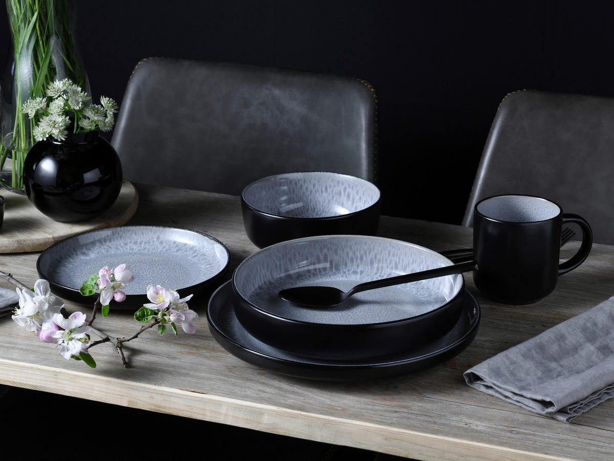 CreaTable Kombiservice Nordic Fjord grau Steinzeug 10 tlg. Nordic Fjord - grau - CreaTable
