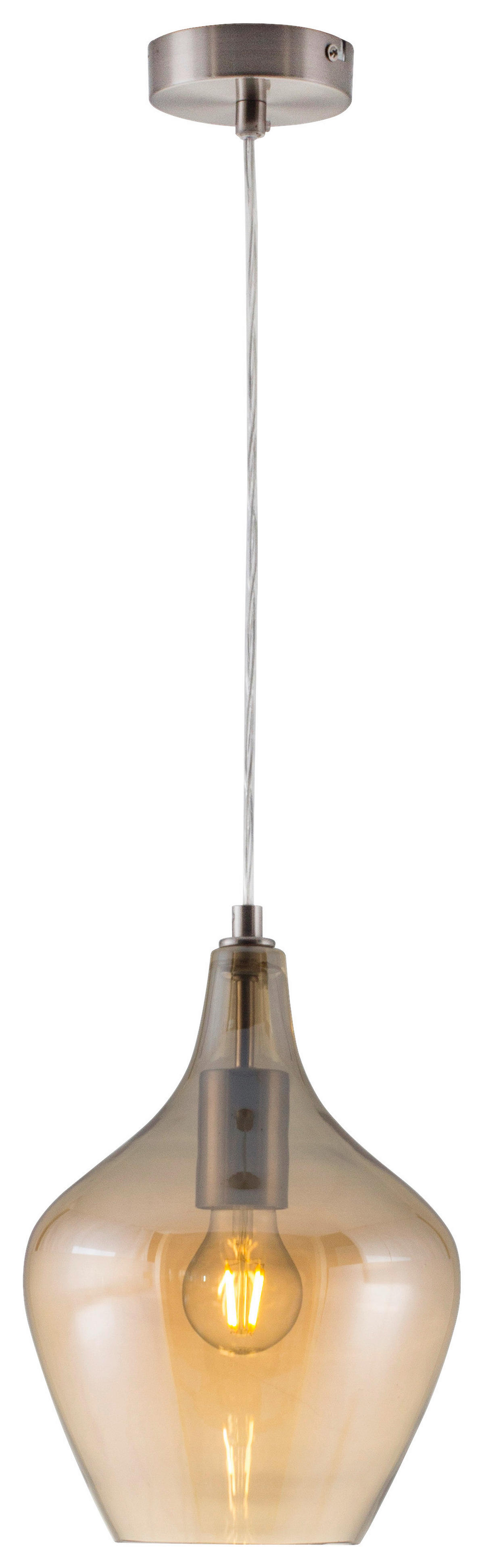 Nowa Pendelleuchte 30620123 nickel matt amber Glas Metall H/D: ca. 150x22 cm E14 1 Brennstellen PASO - nickel matt/amber (22,00/150,00cm) - Nowa